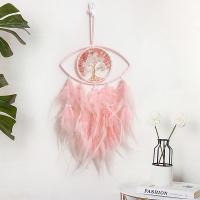 Gemstone Chips & Feather & Iron & Plastic Dream Catcher Hanging Ornaments for home decoration handmade pink PC