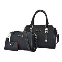 PU Leather Bag Suit large capacity & soft surface & attached with hanging strap Solid Set