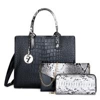 PU Leather Snakeskin Grain Bag Suit large capacity & attached with hanging strap crocodile grain Set