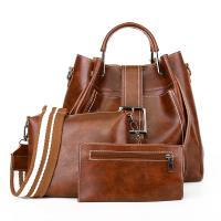 PU Leather Bag Suit large capacity & soft surface Solid Set