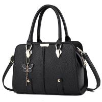 PU Leather Handbag with hanging ornament & large capacity & soft surface & attached with hanging strap Polyester Lichee Grain PC