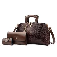 PU Leather Bag Suit large capacity & three piece Nylon crocodile grain Set