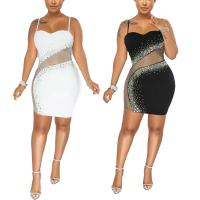 Polyester Slim Sexy Package Hip Dresses iron-on white and black PC