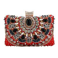 Satin Clutch Bag with chain Beaded PC