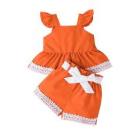 Polyester Slim Baby Clothes Set & two piece Pants & top patchwork Solid Set