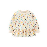 Cotton Slim Girl Long Sleeve Blouses printed heart pattern multi-colored PC