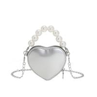 PU Leather Shoulder Bag with chain & bun & soft surface heart pattern PC