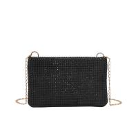 PU Leather Clutch Bag with chain & soft surface & with rhinestone Solid PC