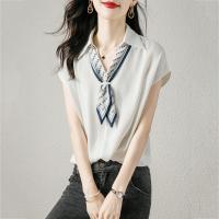 Polyester Slim Women Short Sleeve Shirt & loose Solid PC