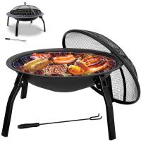 Cold Rolling Iron foldable Barbecue Grill portable & detachable Solid black PC