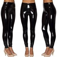 PU Leather Plus Size Women Long Trousers & skinny Solid black PC