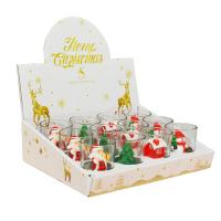 Paraffin & Glass Candle Set twelve piece & christmas design Painted Box