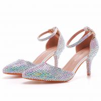 Synthetic Leather Stiletto High-Heeled Shoes & with rhinestone Pair