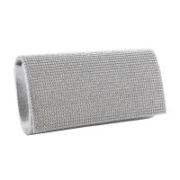 Polyester Clutch Bag with chain  & with rhinestone silver PC