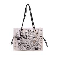 PVC Printed & Tote Bag Shoulder Bag large capacity & soft surface letter white and black PC