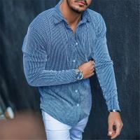 Polyester Slim Men Long Sleeve Casual Shirts & loose printed striped PC