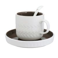 Fortalecer la porcelana Juego de tazas de café, plato & Cuchara, hecho a mano, más colores para elegir,  Conjunto