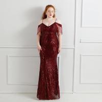 Sequin & Polyester Plus Size & Mermaid Long Evening Dress & off shoulder embroidered Solid PC