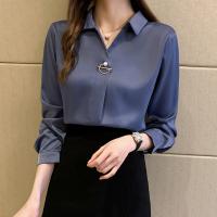 Polyester Slim Women Long Sleeve Shirt slimming patchwork Solid PC