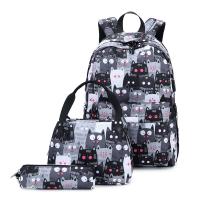 Polyester Backpack large capacity & soft surface & three piece Cats Set