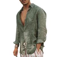 Katoen Mannen long sleeve casual shirts Polyester effen geverfd Solide meer kleuren naar keuze stuk