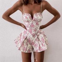 Polyester Yarns Slim Women Romper backless printed shivering PC
