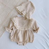Cotton Baby Jumpsuit & for girl Hat & teddy plain dyed Cartoon Apricot PC