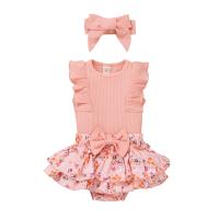 Cotton Baby Clothes Set & for girl Hair Band & skirt & top floral Set