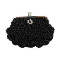 Plastic Pearl & Polyester hard-surface Clutch Bag with rhinestone PC