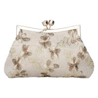 Polyester Clutch Bag soft surface & embroidered & with rhinestone floral PC