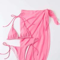 Polyamide & Polyester Bikini with skirt & backless & padded plain dyed Solid Set