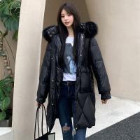 Polyester With Siamese Cap Women Parkas mid-long style & thicken & loose patchwork Solid PC