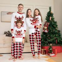 Polyester & Cotton Parent-Child Cloth Set christmas design & two piece printed letter white Set
