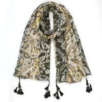 Polyester Tassels Women Scarf can be use as shawl & sun protection printed PC