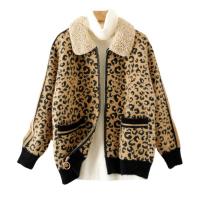 Polyester Plus Size Women Coat & loose leopard PC