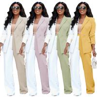 Polyester Women Business Pant Suit & two piece Long Trousers & coat patchwork Set