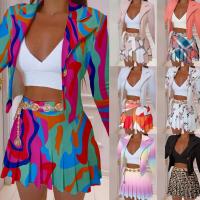 Polyester Women Suit Coat deep V & two piece & loose printed geometric PC