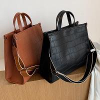 PU Leather Handbag large capacity & soft surface & attached with hanging strap Stone Grain PC