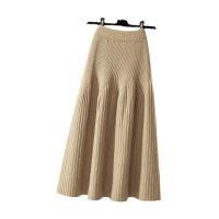 Rabbit Hair Pleated Skirt slimming Solid PC