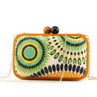 Wooden & Polyester hard-surface Clutch Bag with chain mixed colors PC