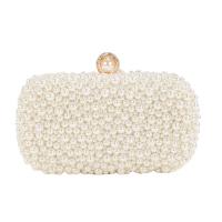 Plastic Pearl Clutch Bag with chain white PC