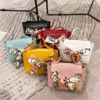 PU Leather with silk scarf Handbag soft surface & attached with hanging strap crocodile grain PC