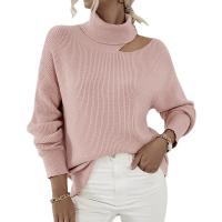 Viscose Fiber Women Sweater & off shoulder & loose Nylon knitted Solid PC