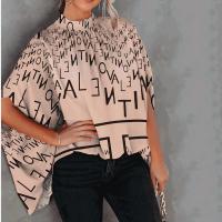 Polyester Women Long Sleeve Shirt & loose printed letter PC