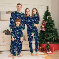 Polyester Parent-Child Cloth Set & two piece printed green Set