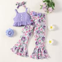 Cotton Slim Girl Clothes Set & two piece Pants & top printed floral Set