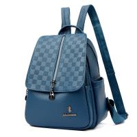 PU Leather Backpack anti-theft plaid PC