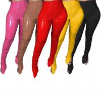 Cuero de la PU Pantalones Largos Mujer, Sólido, más colores para elegir,  trozo
