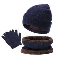 Acrylic Glove Scarf Hat Set fleece & thermal & unisex jacquard Solid PC