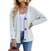 Polyester Women Coat & loose & with pocket knitted Solid PC
